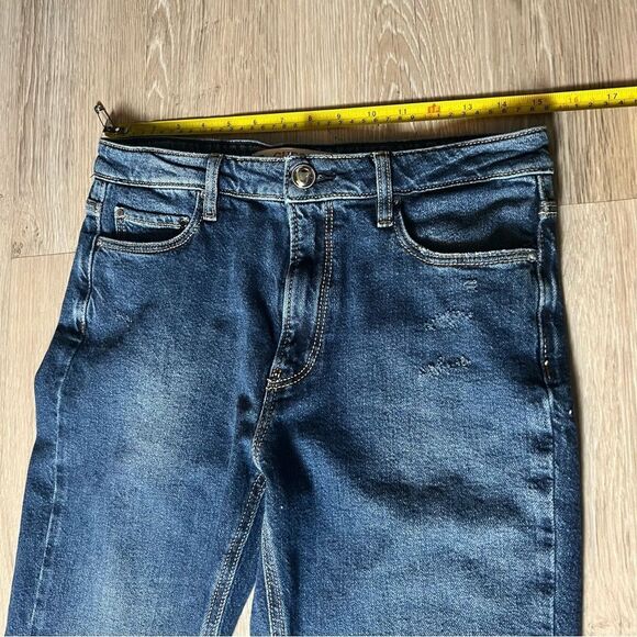 Guess Girly High Rise Waist Straight Ankle Denim Jean Leather Patch 29 x 27.5” - Picture 7 of 14